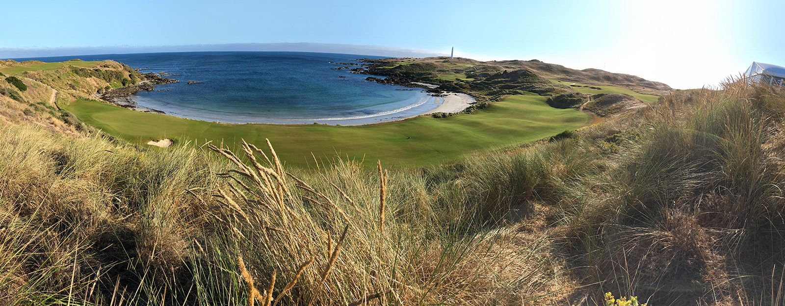 Cape Wickham Golf Links, coastal fairways and lighthouse on King Island, Tasmania, Australia