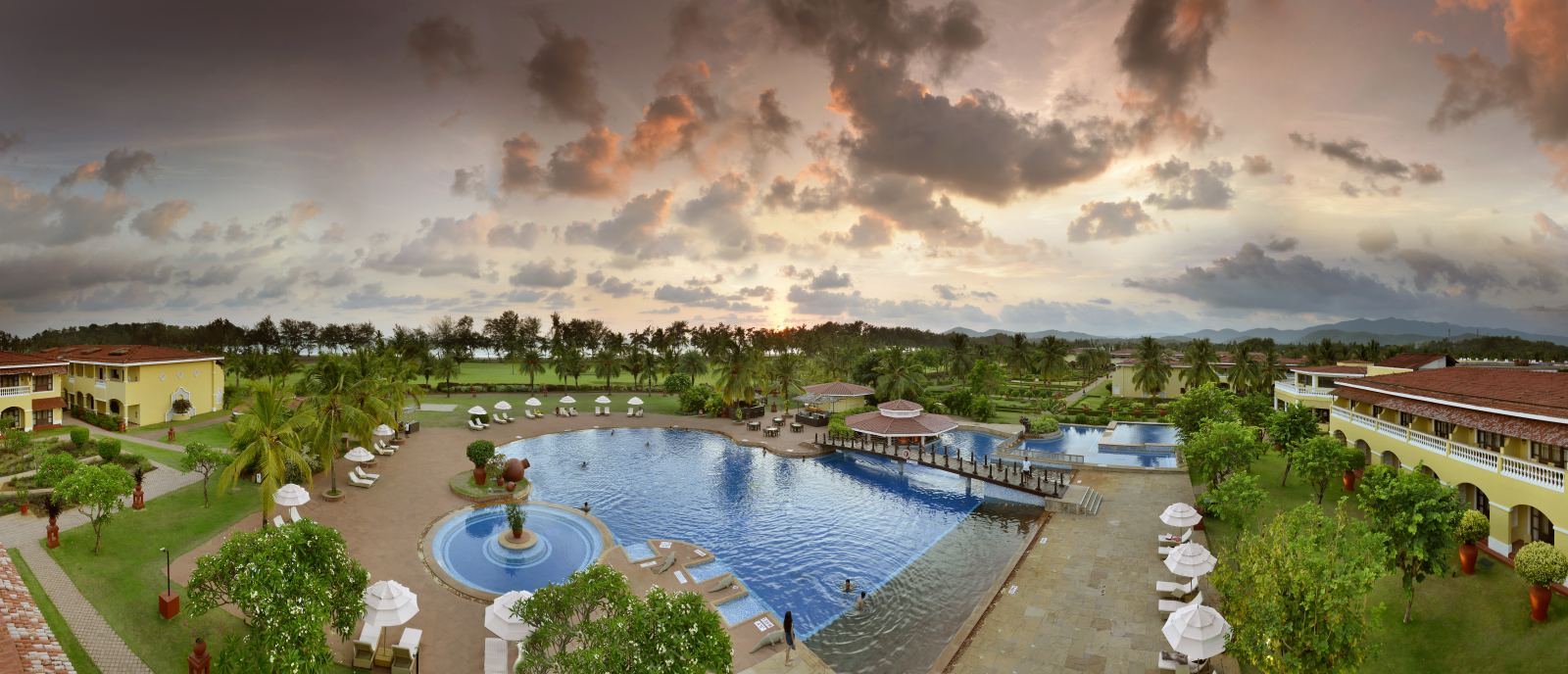 The Lalit Golf Greens, fairways running beside Rajbaga Beach and the Arabian Sea in Canacona, South Goa