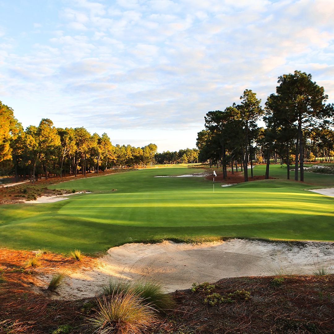 Pinehurst No. 2 in the Carolina sandhills under spring light, the best of April golf in America
