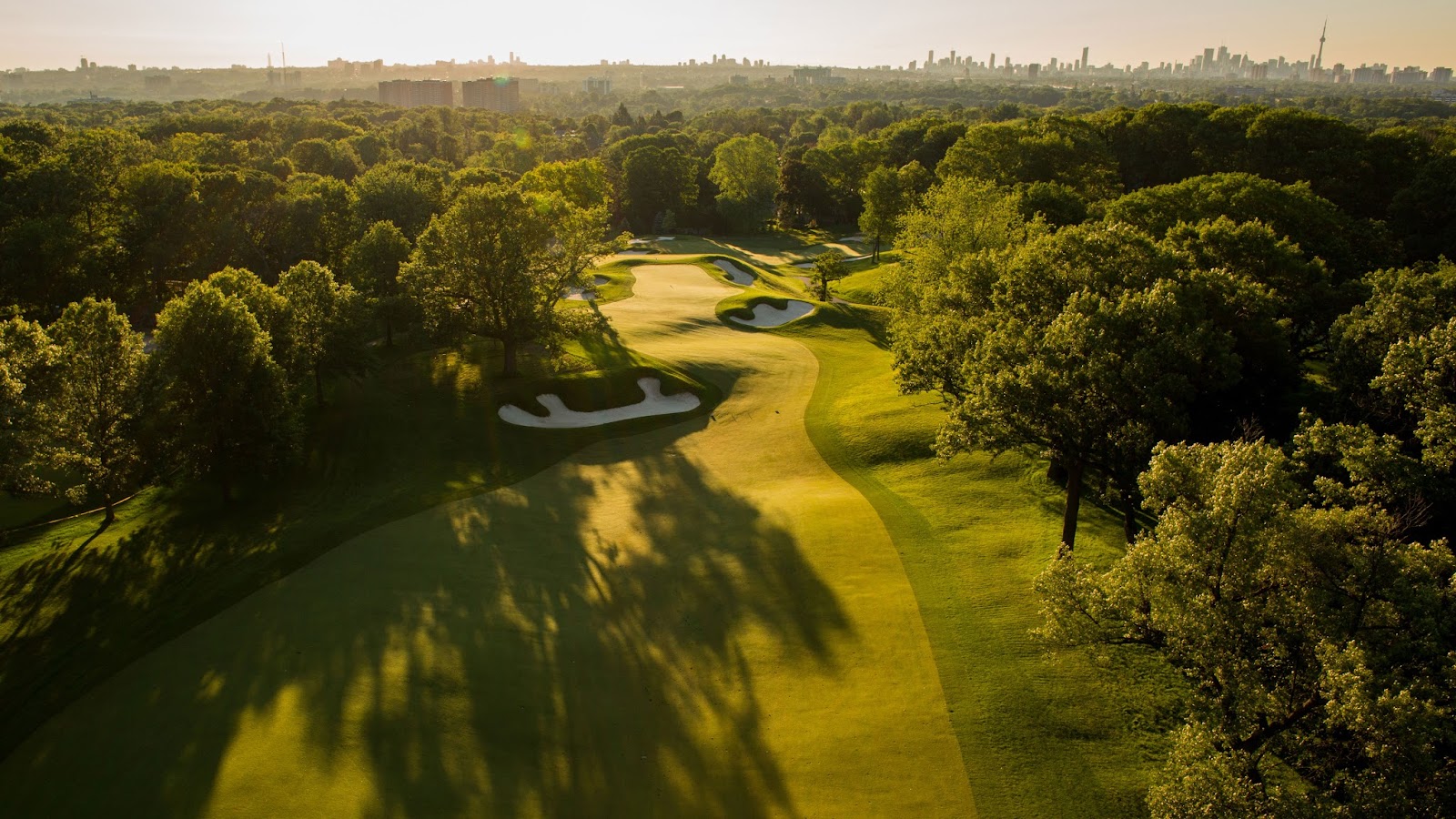 St. George's Golf and Country Club fairways and crowned greens over rolling parkland in Etobicoke, Toronto, Canada