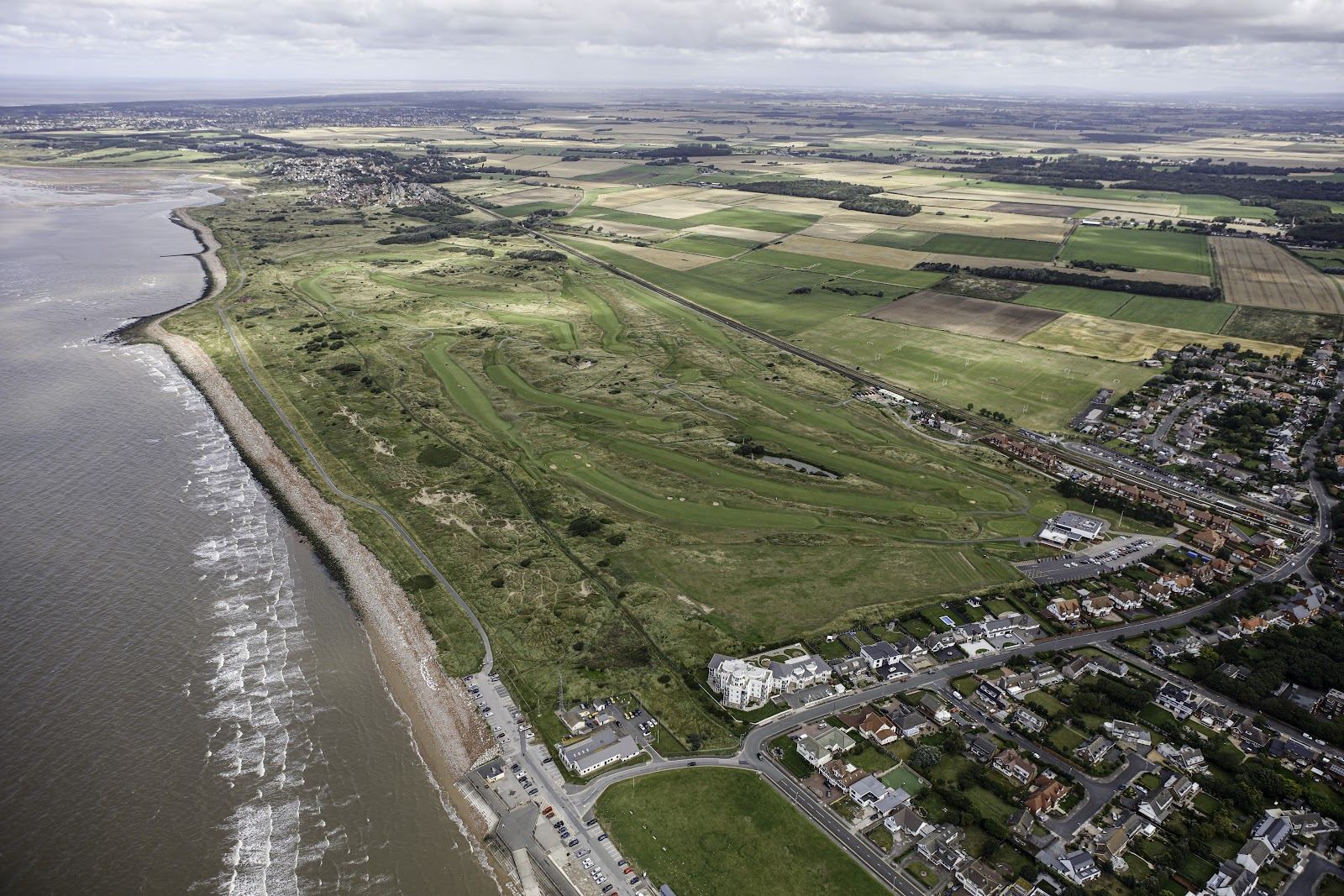 West Lancashire Golf Club, links fairways and dunes on the Sefton coast with the Irish Sea beyond