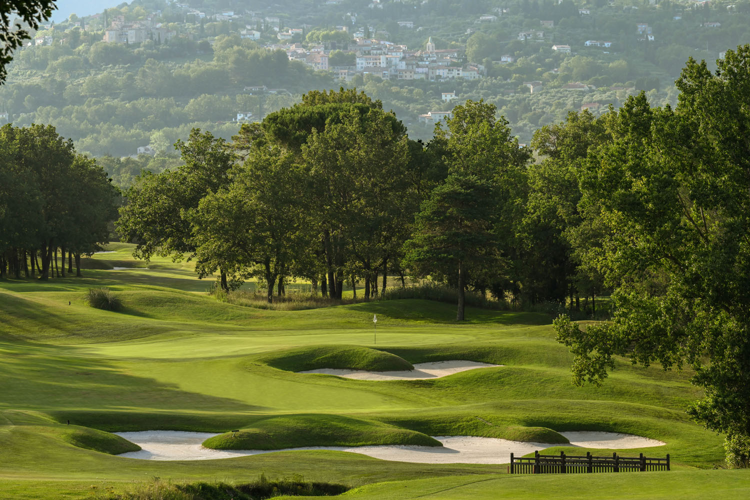 Terre Blanche Le Riou course, rolling fairway among Provence pine and olive trees near Tourrettes, France