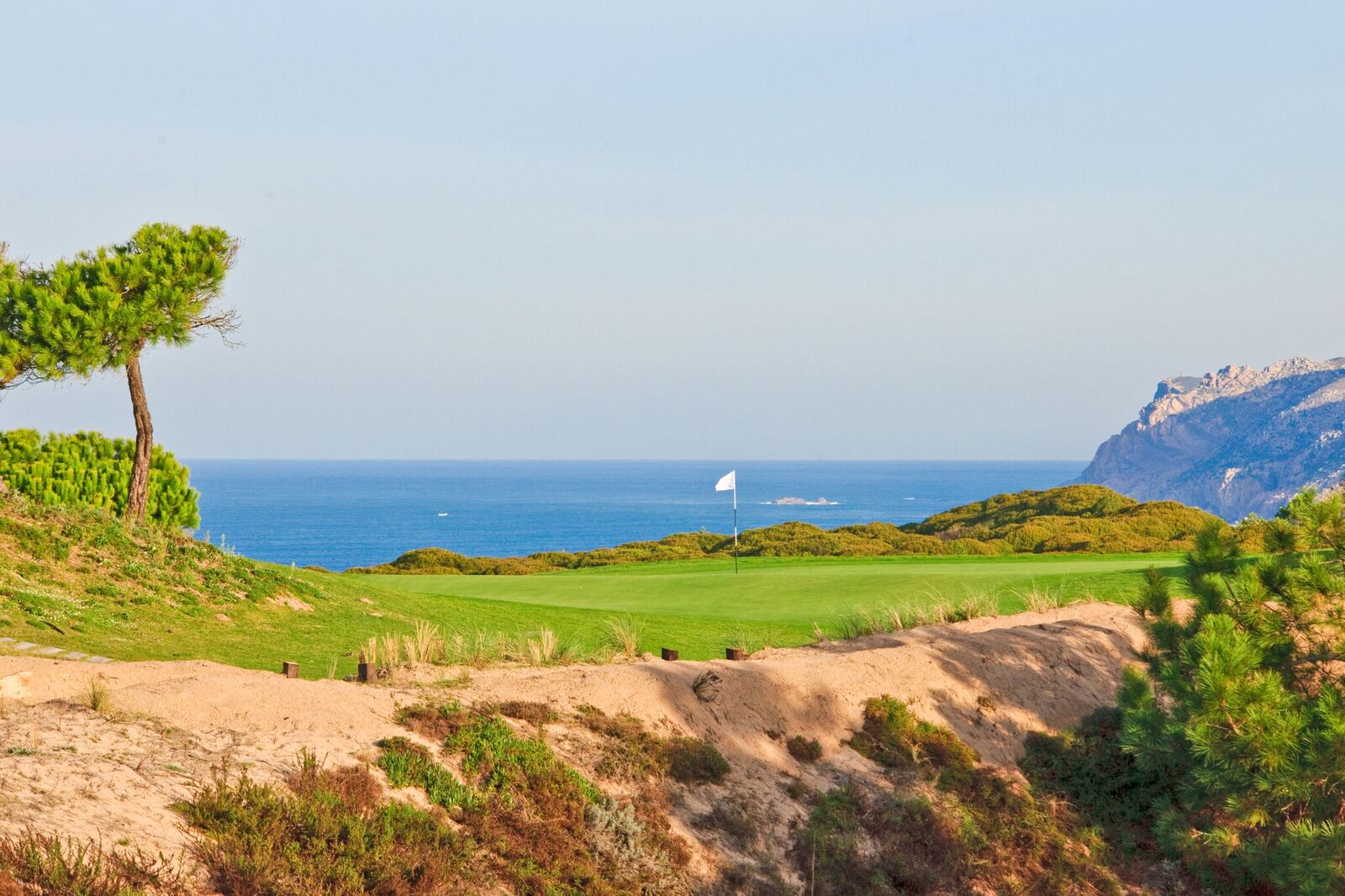 Oitavos Dunes, a links fairway running through coastal dunes toward the Atlantic near Cascais, Portugal