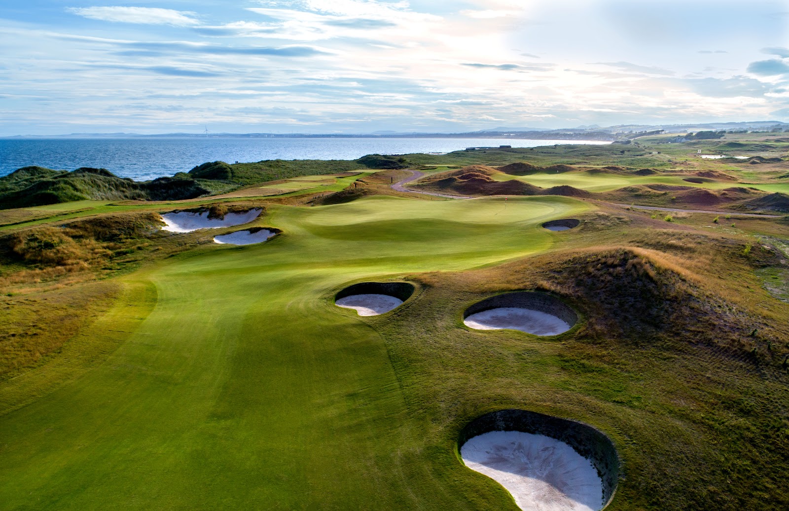 Dumbarnie Links fairways above Largo Bay in Fife, Scotland