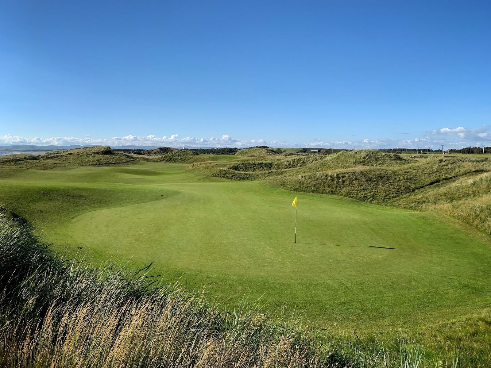 Western Gailes Golf Club, links fairways on a narrow strip between the railway and the Firth of Clyde, Ayrshire