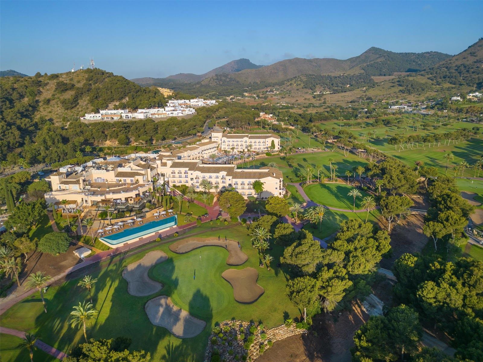 La Manga Club South Course, palm lined fairways and water hazards on the Costa Calida in Murcia, Spain