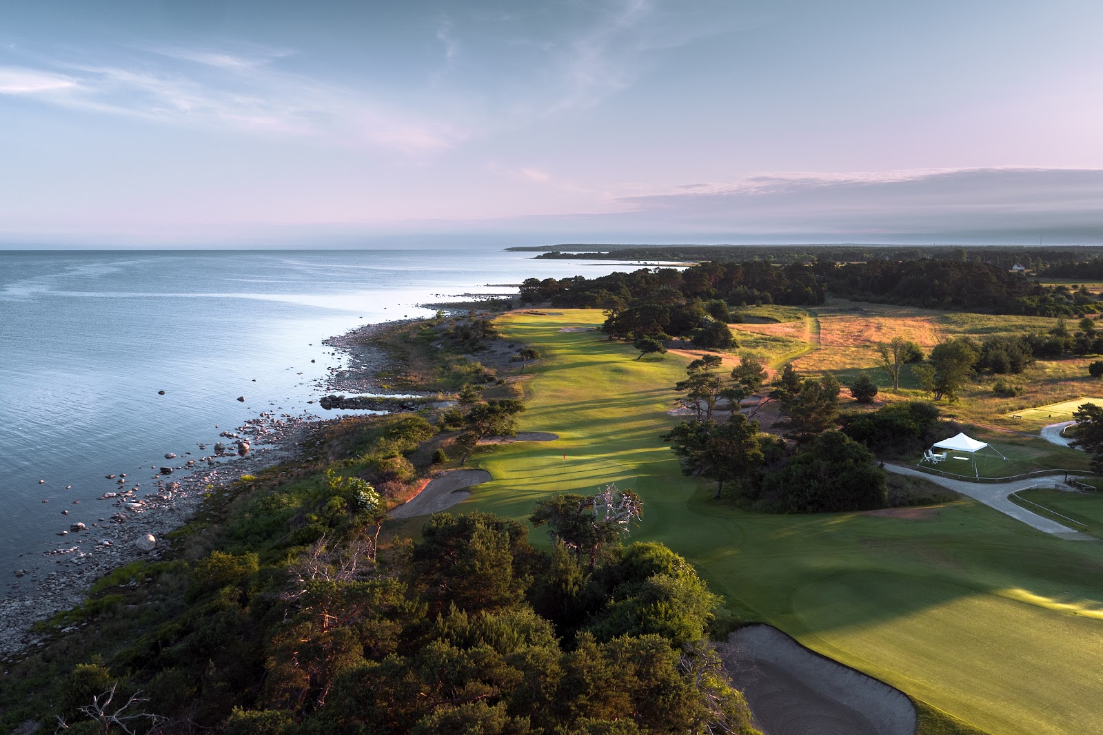 Visby Golfklubb fairways along the Baltic shore at Kronholmen on the island of Gotland, Sweden