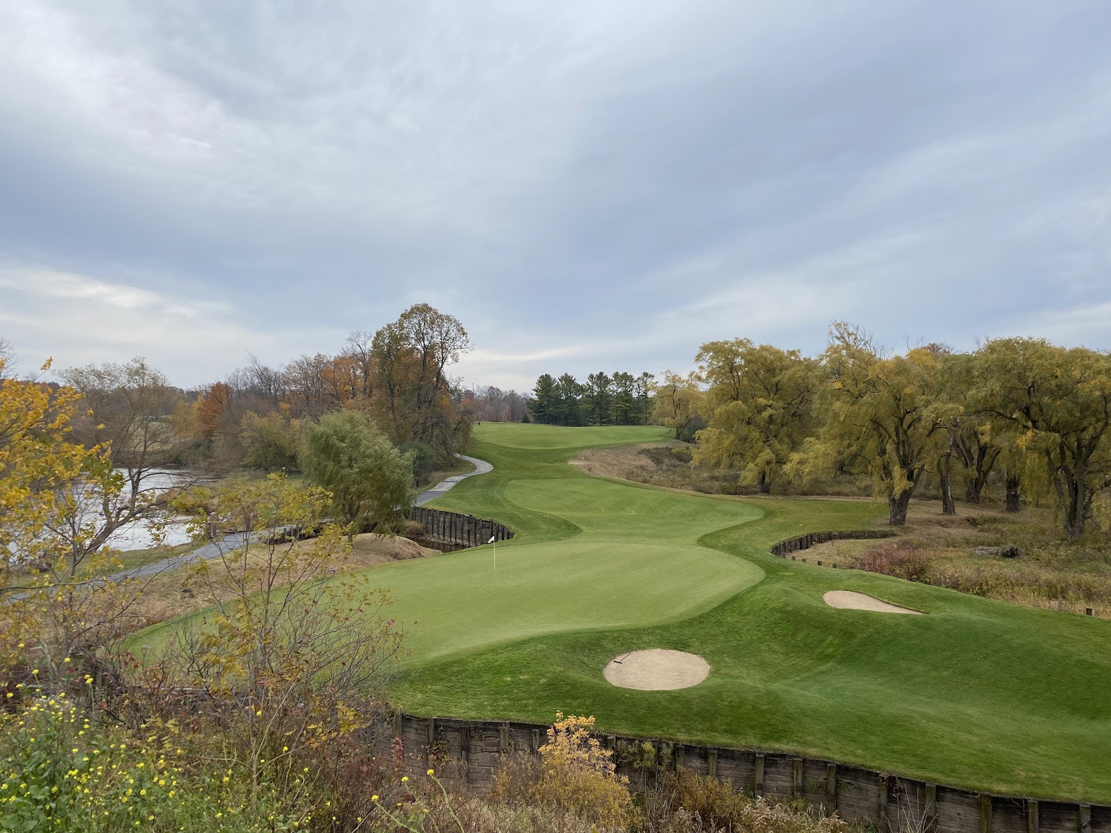 Blackwolf Run River Course, a Pete Dye fairway bending along the Sheboygan River at Kohler, Wisconsin