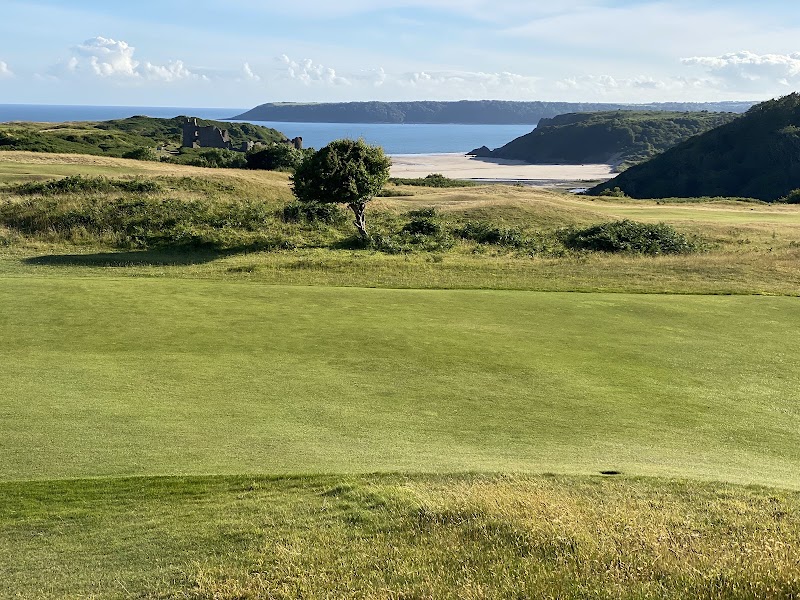 Pennard Golf Club on the Gower, the links in the sky above Three Cliffs Bay, Wales