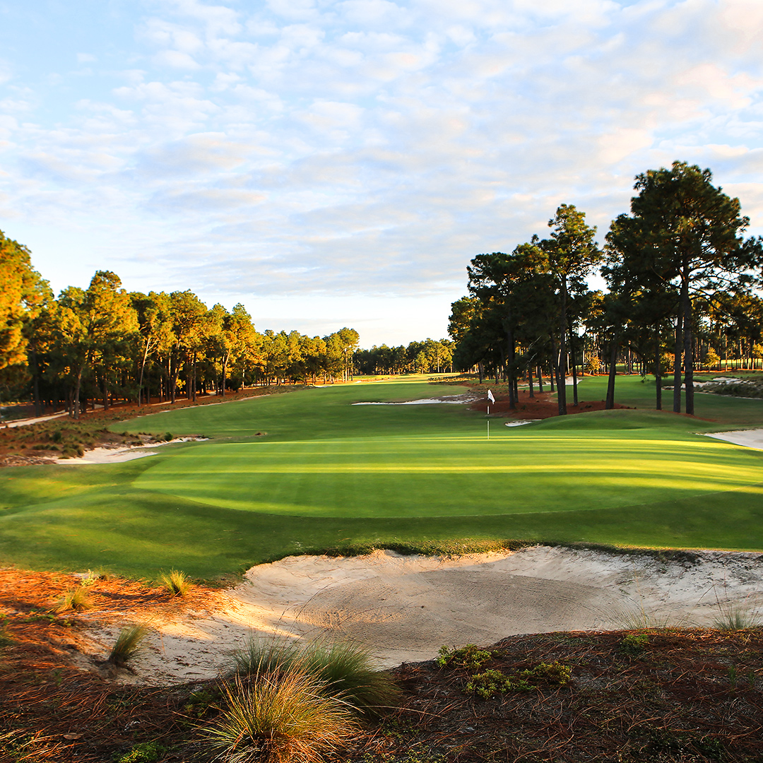 Pinehurst No. 2, Donald Ross fairway and turtleback green in the North Carolina Sandhills