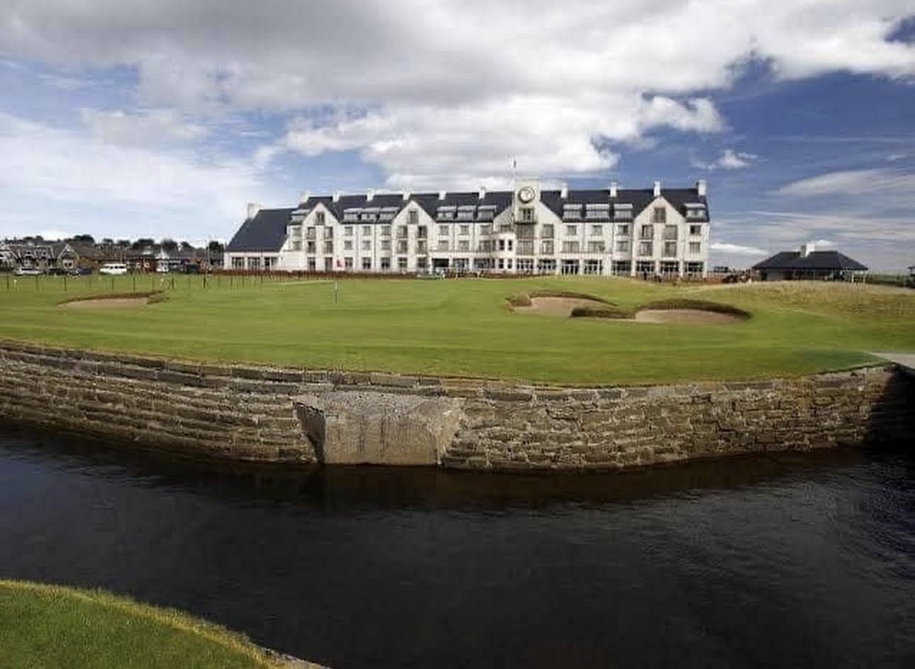 The closing holes of Carnoustie Championship links on the Angus coast, the grand finish to a seven day east coast Scotland golf trip