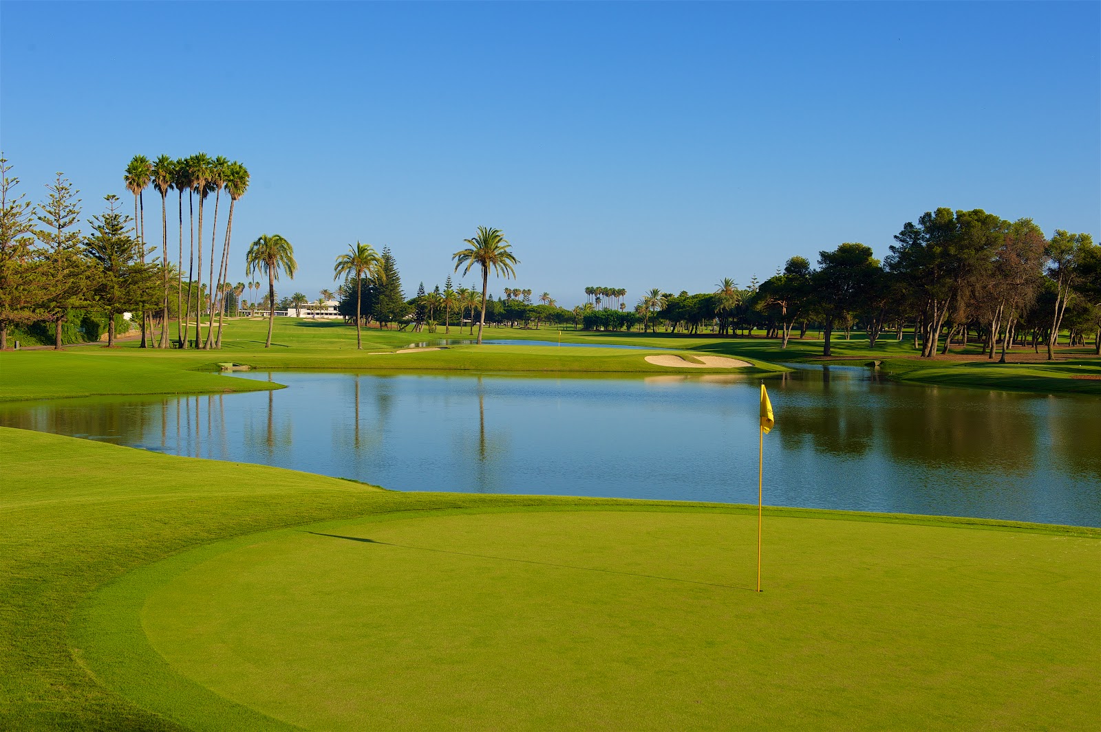 Cork oak lined fairway on the Costa del Sol below the La Concha massif