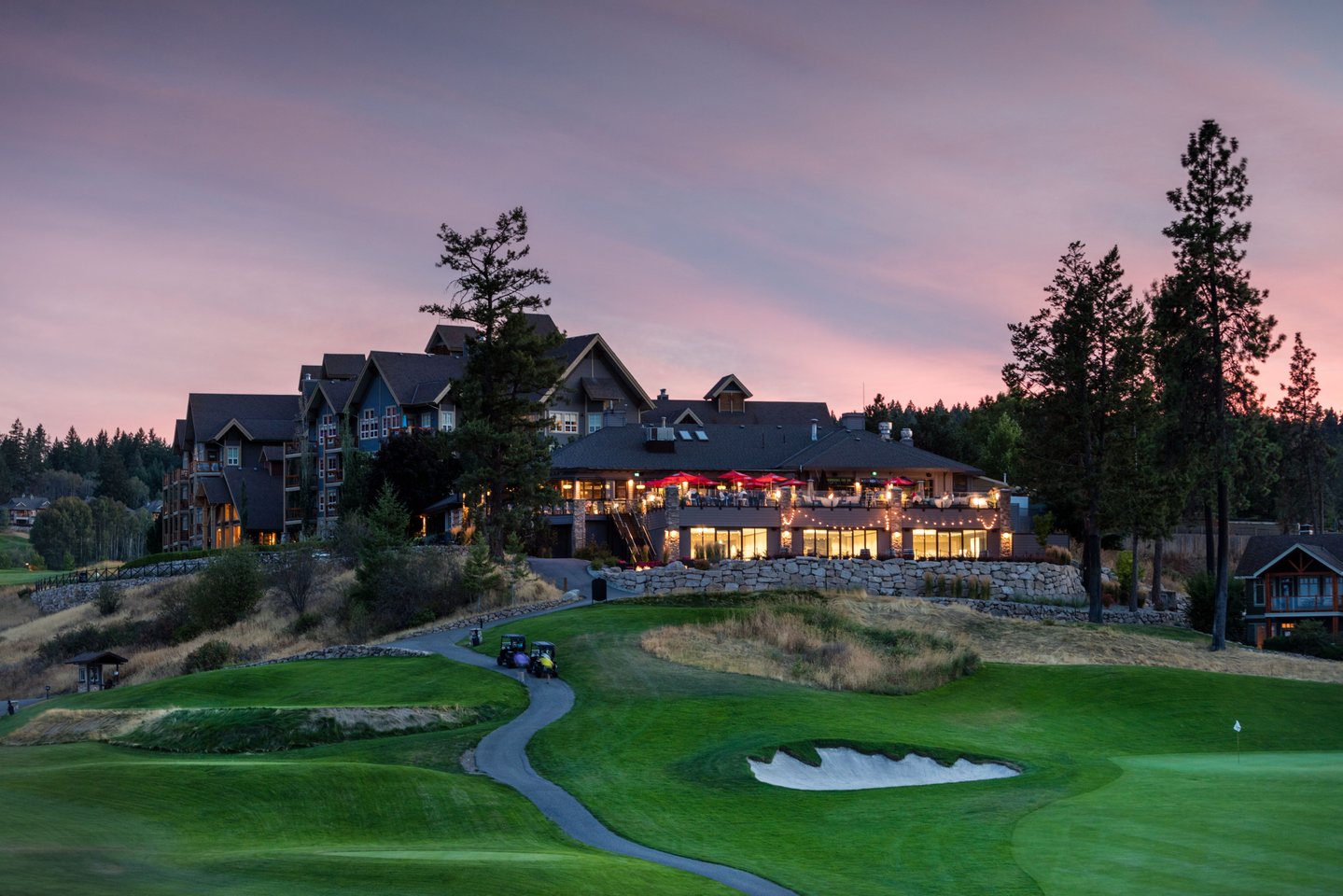 Predator Ridge Resort, fairways through Okanagan grassland above Lake Okanagan
